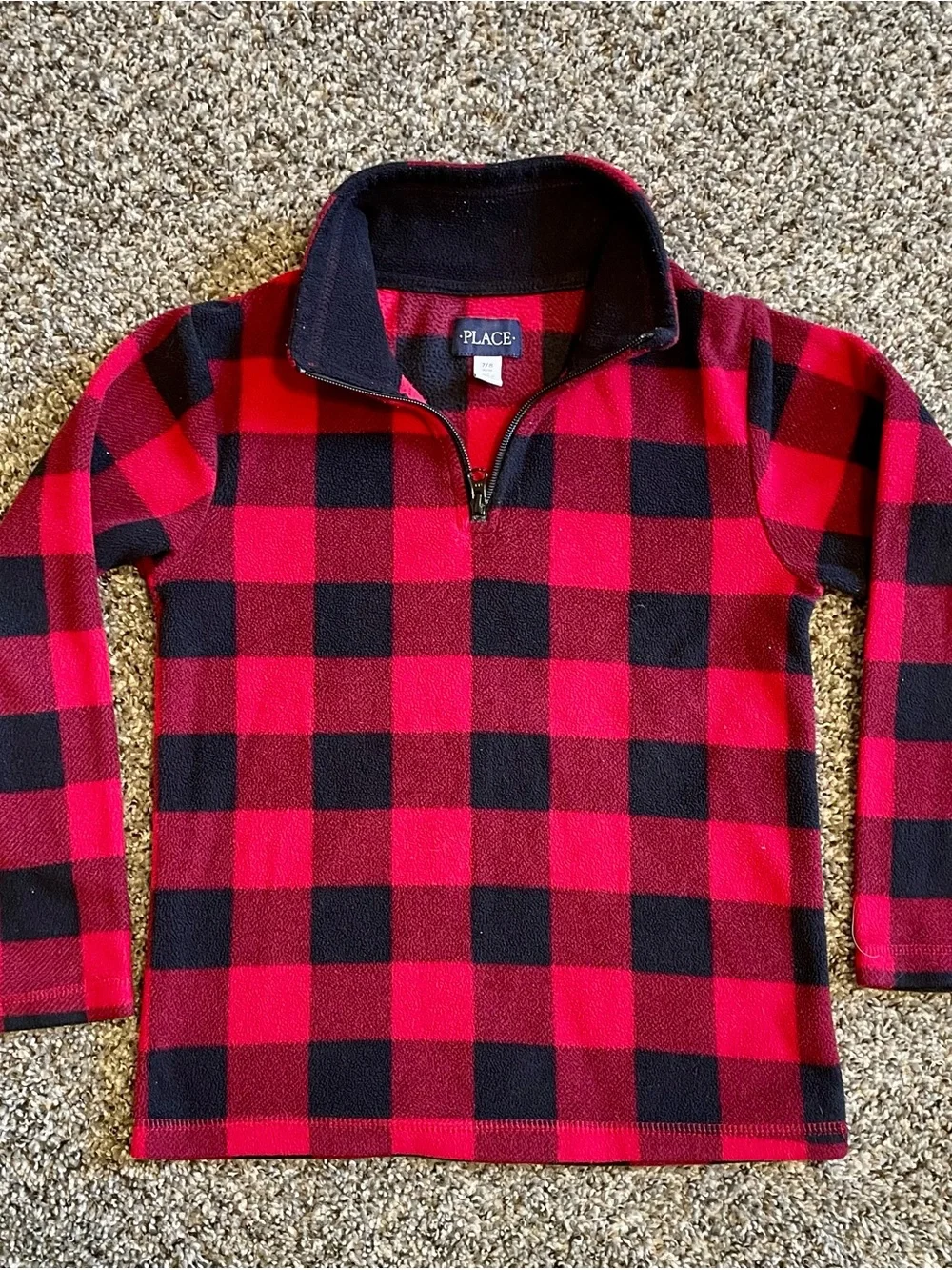 The Children's Place Red & Black Buffalo Plaid QuarterZip Pullover Size Kids 7/8